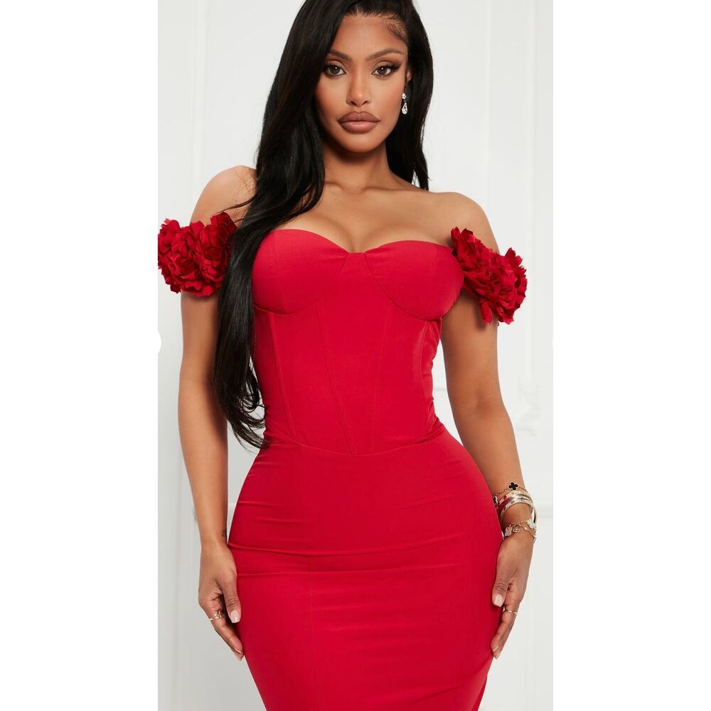 FASHIONNOVA ROSIE MAXI DRESS-RED-SIZE 1X - Picture 3 of 3